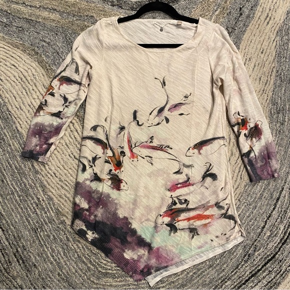 KNITTED + KNOTTED Watercolor Koi Sweater Top Tunic - Picture 5 of 6